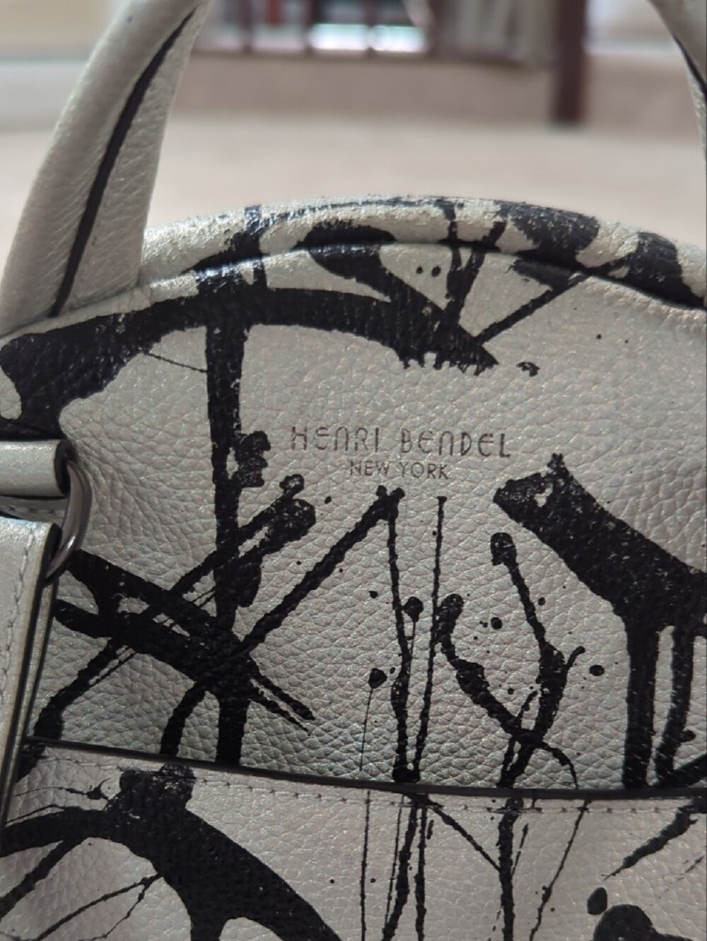 Henri Bendel "About Town" Splatter Print Mini Backpack With Storage Bag - Picture 13 of 15